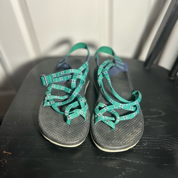 Green, Blue, & White Chaco Sandals with toe - Picture 3 of 5